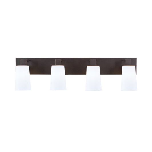Toltec Apollo 4-Light Bath Bar | Modern Dark Granite Steel and White Opal Glass | Bathroom Vanity Light | 8.75in H, 32.75in W | Model 584-DG-261