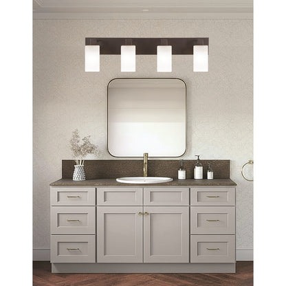Toltec Apollo 32.75in 4-Light Bath Bar | Modern Dark Granite Steel and White Marble Glass | Bathroom Vanity Light | 32.75 x 4.5 x 8.75 in | Model 584-DG-541