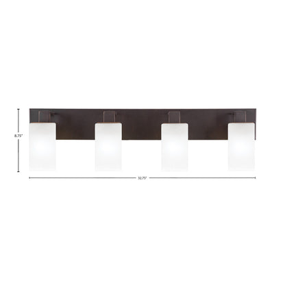 Toltec Apollo 32.75in 4-Light Bath Bar | Modern Dark Granite Steel and White Marble Glass | Bathroom Vanity Light | 32.75 x 4.5 x 8.75 in | Model 584-DG-541