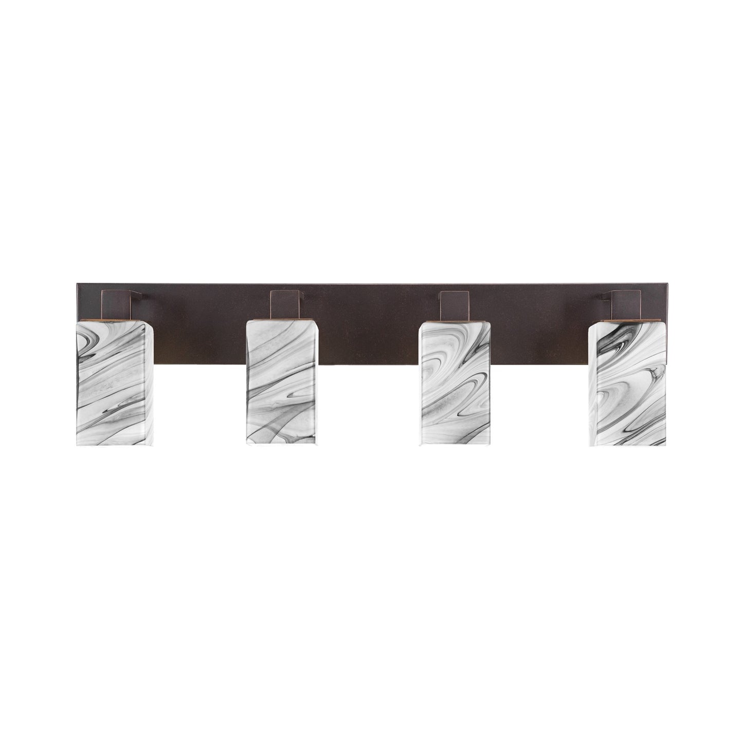 Toltec Apollo 32.75in 4-Light Bath Bar | Modern Dark Granite Steel and Onyx Swirl Glass | Bathroom Vanity Light | 32.75 x 4.5 x 8.75 in | Model 584-DG-549