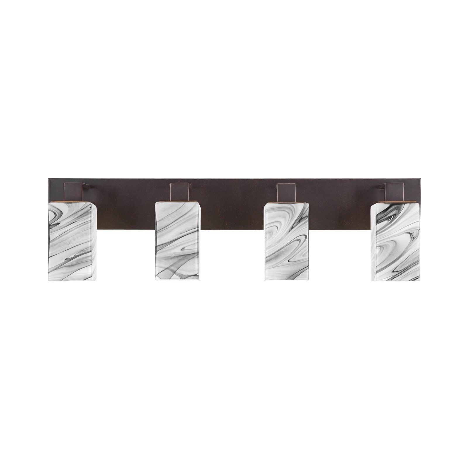 Toltec Apollo 32.75in 4-Light Bath Bar | Modern Dark Granite Steel and Onyx Swirl Glass | Bathroom Vanity Light | 32.75 x 4.5 x 8.75 in | Model 584-DG-549