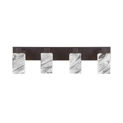 Toltec Apollo 32.75in 4-Light Bath Bar | Modern Dark Granite Steel and Onyx Swirl Glass | Bathroom Vanity Light | 32.75 x 4.5 x 8.75 in | Model 584-DG-549