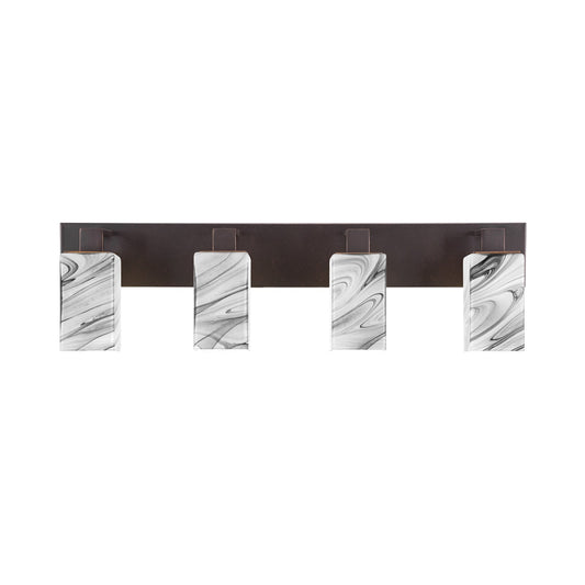 Toltec Apollo 32.75in 4-Light Bath Bar | Modern Dark Granite Steel and Onyx Swirl Glass | Bathroom Vanity Light | 32.75 x 4.5 x 8.75 in | Model 584-DG-549