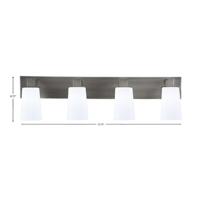 Toltec Apollo 32.75in 4-Light Bath Bar | Modern Graphite Steel and White Opal Glass | Bathroom Vanity Light | 32.75 x 4.5 x 8.75 in | Model 584-GP-261