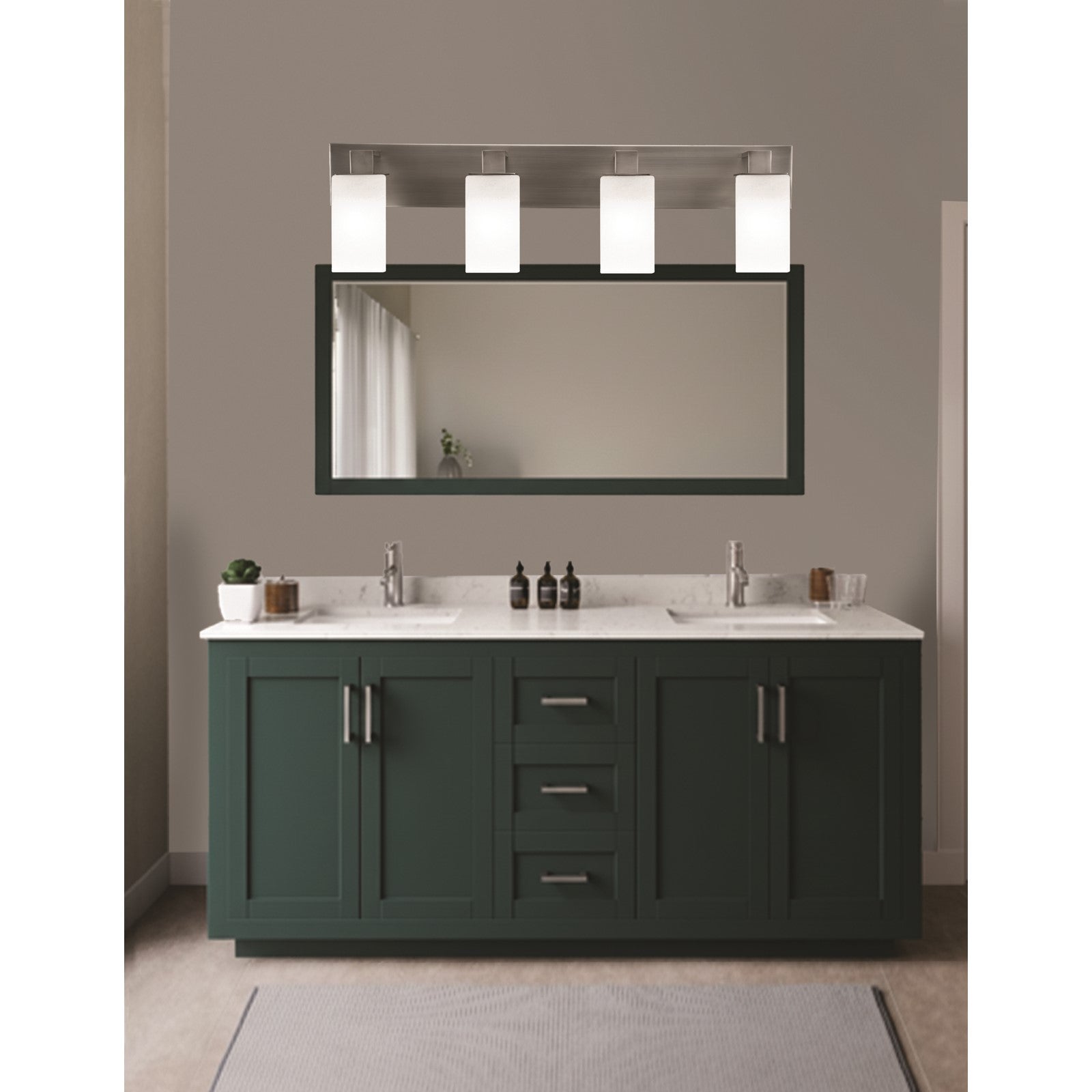 Toltec Apollo 32.75in 4-Light Bath Bar | Modern Graphite Steel and White Marble Glass | Bathroom Vanity Light | 32.75 x 4.5 x 8.75 in | Model 584-GP-541
