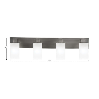 Toltec Apollo 32.75in 4-Light Bath Bar | Modern Graphite Steel and White Marble Glass | Bathroom Vanity Light | 32.75 x 4.5 x 8.75 in | Model 584-GP-541