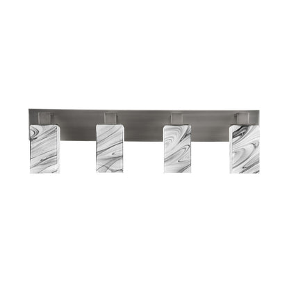 Toltec Apollo 32.75in 4-Light Bath Bar | Modern Graphite Steel and Onyx Swirl Glass | Bathroom Vanity & Powder Room | 8.75 x 5.75 in | Model 584-GP-549
