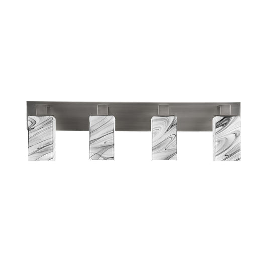 Toltec Apollo 32.75in 4-Light Bath Bar | Modern Graphite Steel and Onyx Swirl Glass | Bathroom Vanity & Powder Room | 8.75 x 5.75 in | Model 584-GP-549