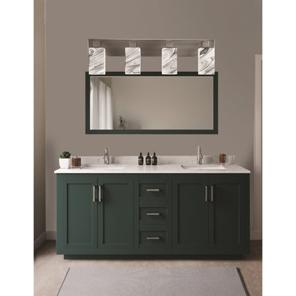 Toltec Apollo 32.75in 4-Light Bath Bar | Modern Graphite Steel and Onyx Swirl Glass | Bathroom Vanity & Powder Room | 8.75 x 5.75 in | Model 584-GP-549