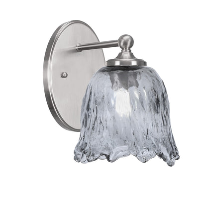 Toltec Capri 7in 1-Light Wall Sconce | Modern Brushed Nickel and Smoke Lava Glass | Bedroom & Hallway Accent Light | Model 5911-BN-4232