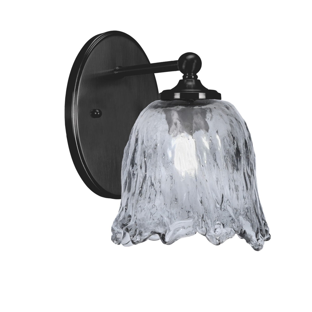 Toltec Capri 7in 1-Light Wall Sconce | Modern Matte Black and Smoke Lava Glass | Bedroom & Hallway Accent Light | 7 x 9 x 8.75 in | Model 5911-MB-4232