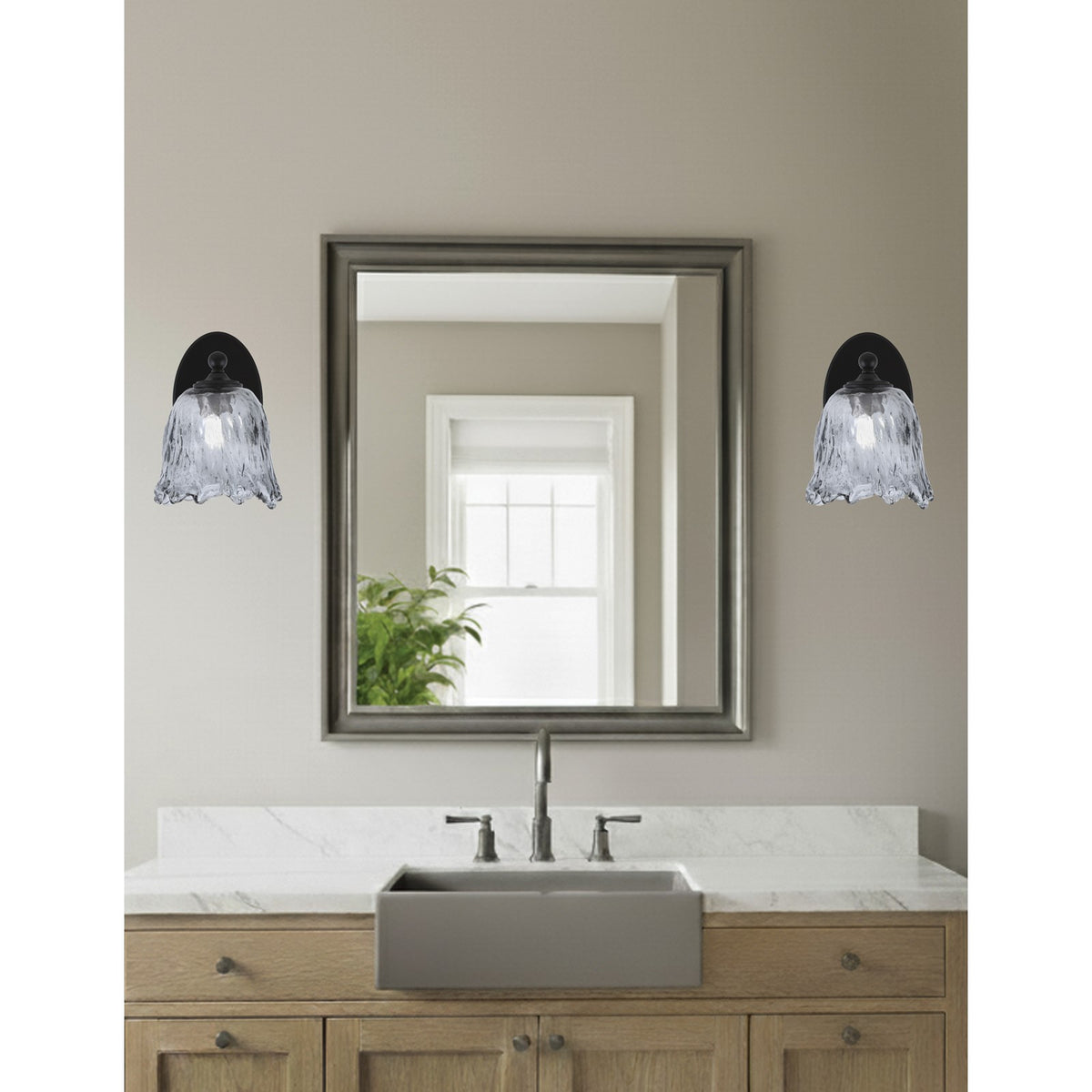 Toltec Capri 7in 1-Light Wall Sconce | Modern Matte Black and Smoke Lava Glass | Bedroom & Hallway Accent Light | 7 x 9 x 8.75 in | Model 5911-MB-4232