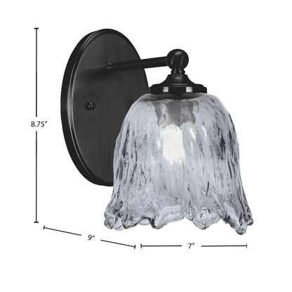 Toltec Capri 7in 1-Light Wall Sconce | Modern Matte Black and Smoke Lava Glass | Bedroom & Hallway Accent Light | 7 x 9 x 8.75 in | Model 5911-MB-4232