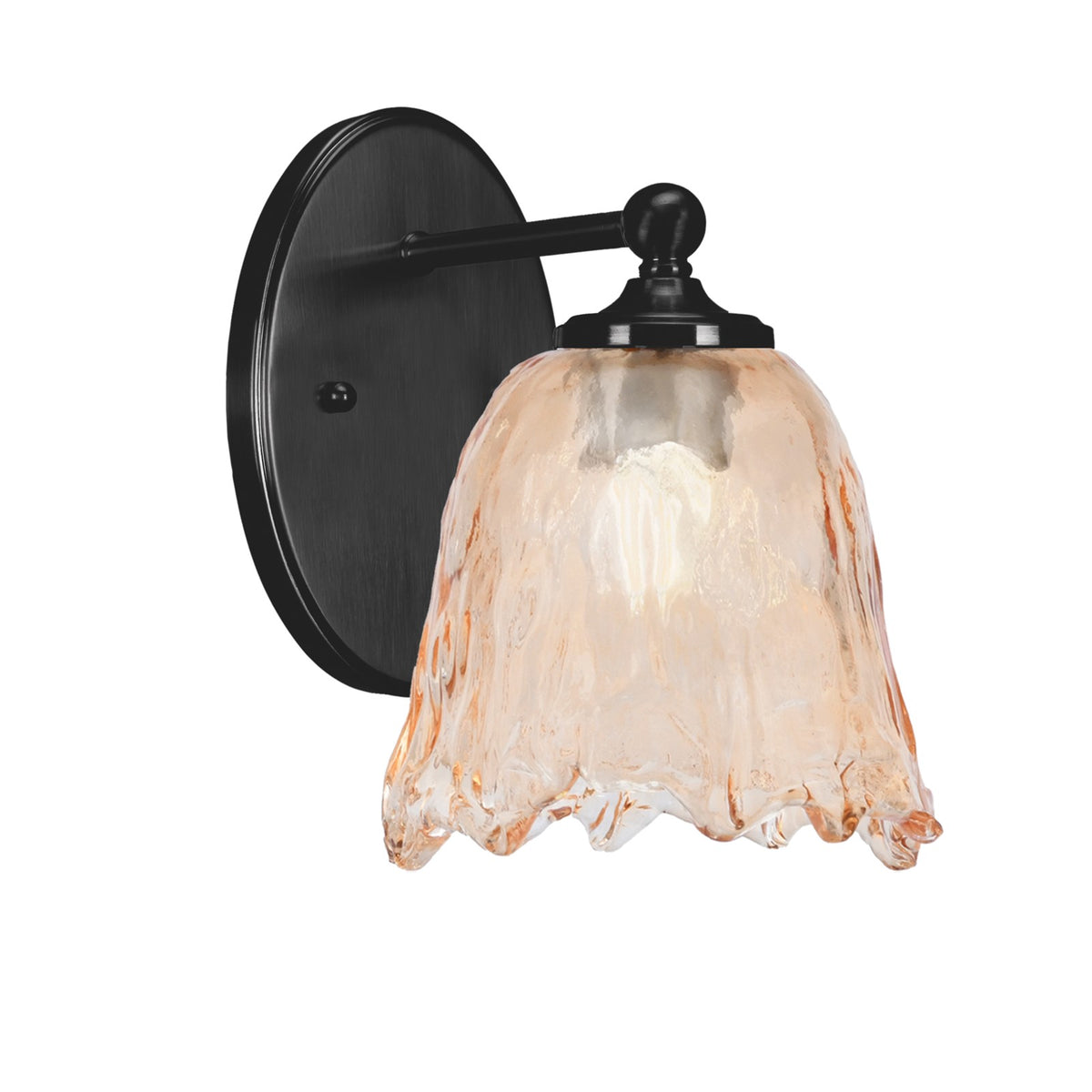 Toltec Capri 7in 1-Light Wall Sconce | Modern Matte Black and Amber Lava Glass | Bedroom & Hallway Accent Light | 7 x 9 x 8.75 in | Model 5911-MB-4233
