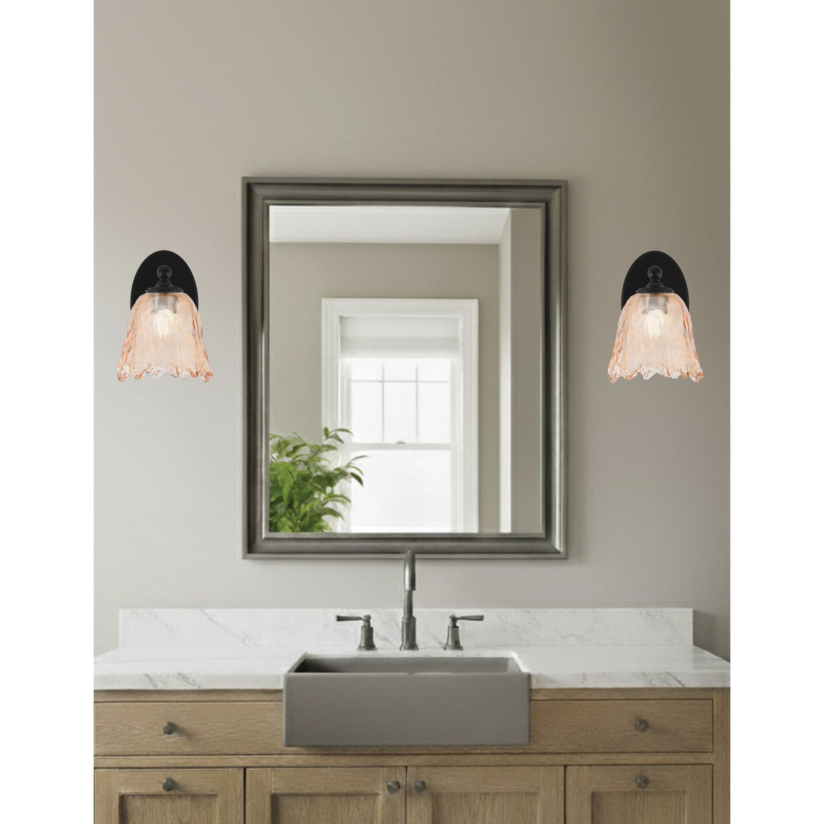 Toltec Capri 7in 1-Light Wall Sconce | Modern Matte Black and Amber Lava Glass | Bedroom & Hallway Accent Light | 7 x 9 x 8.75 in | Model 5911-MB-4233