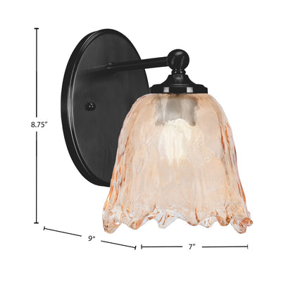 Toltec Capri 7in 1-Light Wall Sconce | Modern Matte Black and Amber Lava Glass | Bedroom & Hallway Accent Light | 7 x 9 x 8.75 in | Model 5911-MB-4233