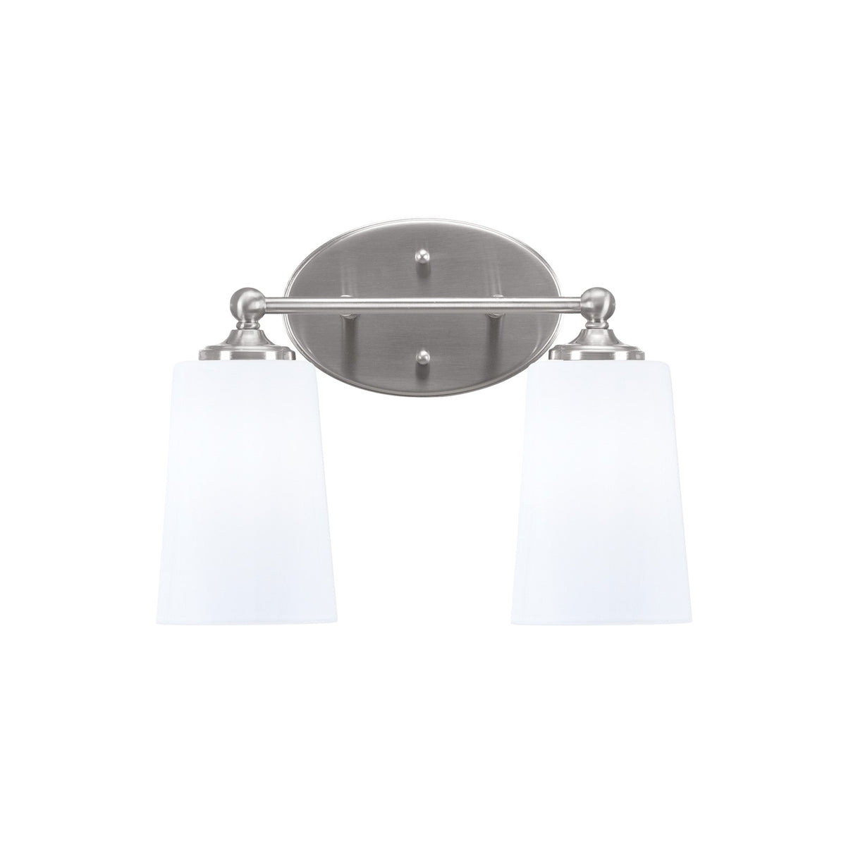 Toltec Capri 2-Light Bath Bar | Brushed Nickel and White Opal Glass | Bathroom & Powder Room Vanity Light | 7.5 x 10.25 in | Model 5912-BN-261