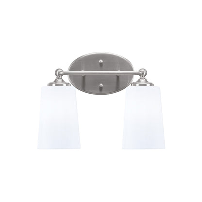 Toltec Capri 2-Light Bath Bar | Brushed Nickel and White Opal Glass | Bathroom & Powder Room Vanity Light | 7.5 x 10.25 in | Model 5912-BN-261