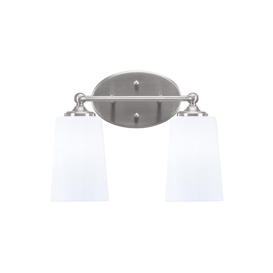 Toltec Capri 2-Light Bath Bar | Brushed Nickel and White Opal Glass | Bathroom & Powder Room Vanity Light | 7.5 x 10.25 in | Model 5912-BN-261