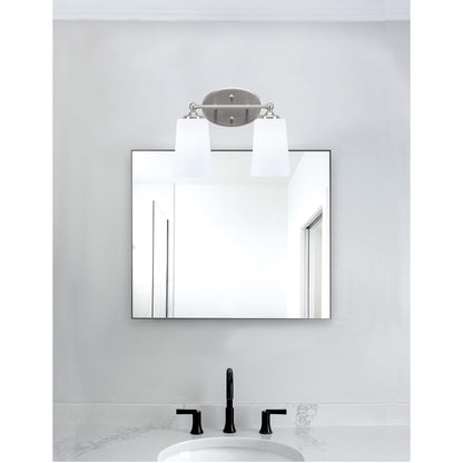Toltec Capri 2-Light Bath Bar | Brushed Nickel and White Opal Glass | Bathroom & Powder Room Vanity Light | 7.5 x 10.25 in | Model 5912-BN-261