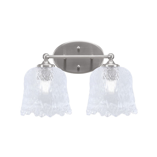 Toltec Capri 2-Light Bath Bar | Brushed Nickel and Clear Lava Glass | Bathroom Vanity & Powder Room | 8.75 x 10 in | Model 5912-BN-4230