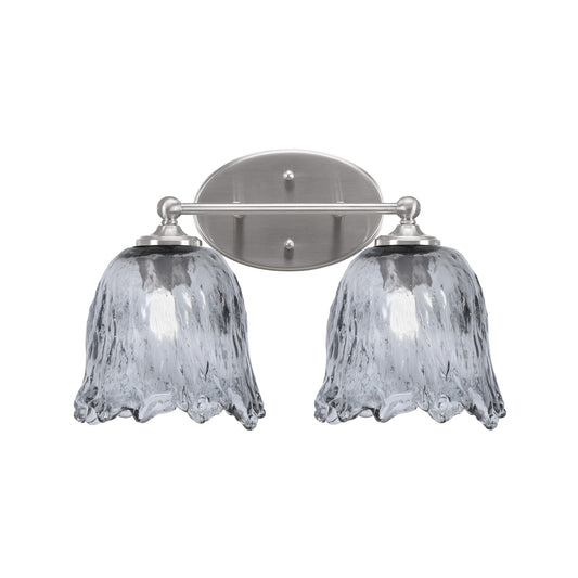 Toltec Capri 2-Light Bath Bar | Brushed Nickel and Smoke Lava Glass | Bathroom Vanity & Powder Room | 8.75 x 10 in | Model 5912-BN-4232