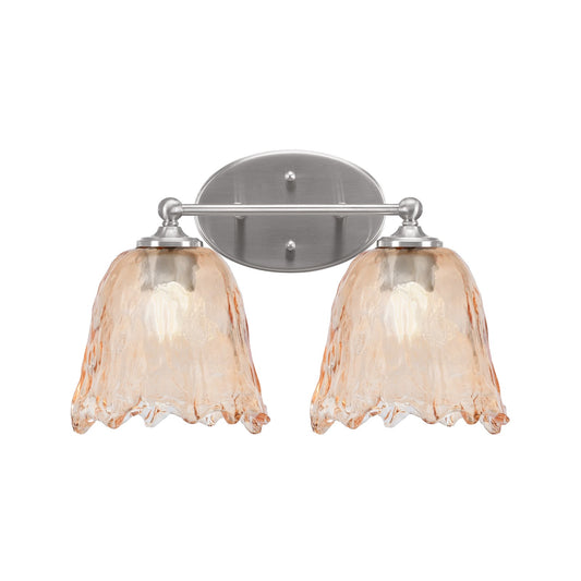 Toltec Capri 2-Light Bath Bar | Brushed Nickel and Amber Lava Glass | Bathroom Vanity & Powder Room | 8.75 x 10 in | Model 5912-BN-4233