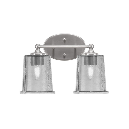 Toltec Capri 2-Light Bath Bar | Brushed Nickel and Smoke Bubble Glass | Bathroom Vanity & Powder Room | 8.25 x 9.25 in | Model 5912-BN-5032