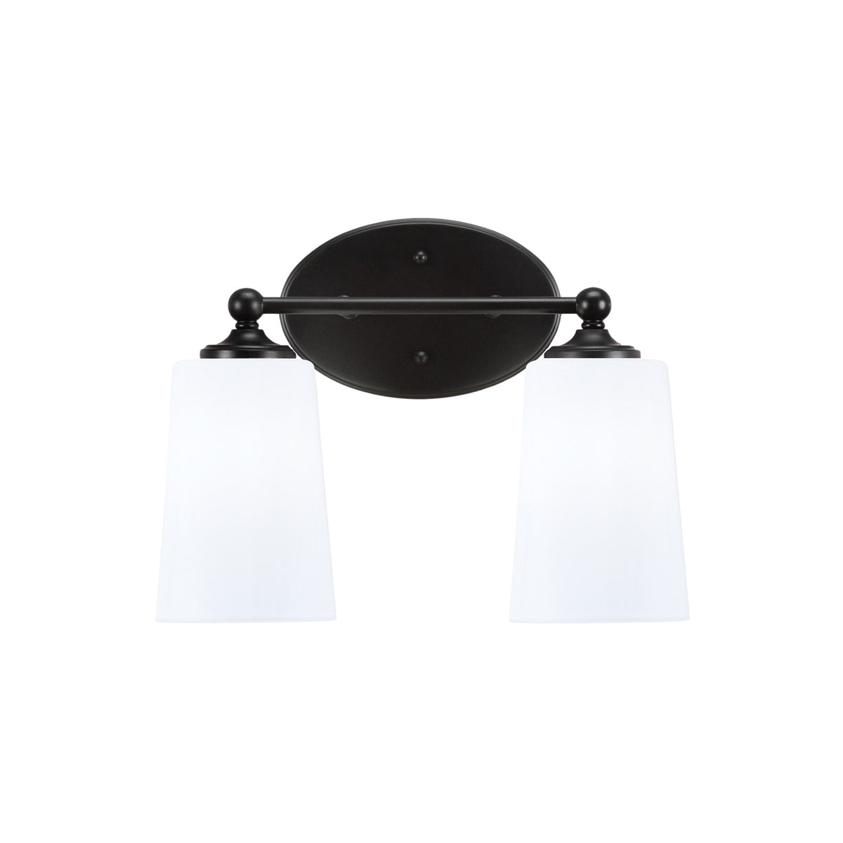 Toltec Capri 2-Light Bath Bar | Matte Black and White Opal Glass | Bathroom Vanity & Powder Room | 7.5 x 10.25 in | Model 5912-MB-261