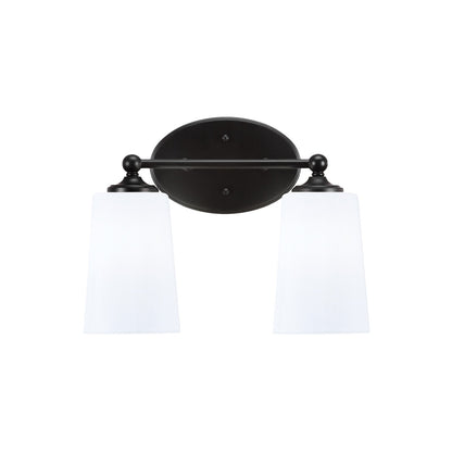Toltec Capri 2-Light Bath Bar | Matte Black and White Opal Glass | Bathroom Vanity & Powder Room | 7.5 x 10.25 in | Model 5912-MB-261