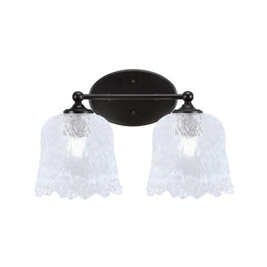 Toltec Capri 2-Light Bath Bar | Modern Matte Black Steel and Clear Lava Glass | Bathroom Vanity & Powder Room | 8.75 x 10 in | Model 5912-MB-4230