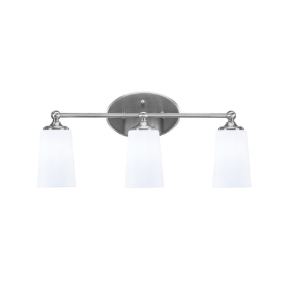 Toltec Capri 3-Light Bath Bar | Modern Brushed Nickel and White Opal Glass | Bathroom Vanity & Powder Room | 7.5 x 10.25 in | Model 5913-BN-261