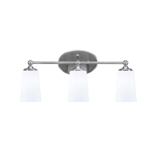 Toltec Capri 3-Light Bath Bar | Modern Brushed Nickel and White Opal Glass | Bathroom Vanity & Powder Room | 7.5 x 10.25 in | Model 5913-BN-261
