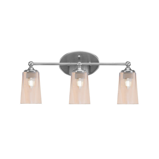Toltec Capri 3-Light Bath Bar | Modern Brushed Nickel and Amber Gradient Glass | Bathroom Vanity & Powder Room | 7.5 x 10.25 in | Model 5913-BN-263