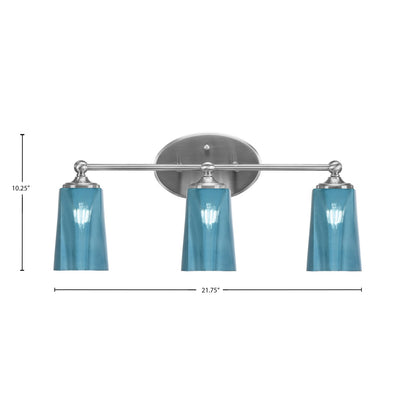Toltec Capri 3-Light Bath Bar | Modern Brushed Nickel and Blue Gradient Glass | Bathroom Vanity & Powder Room | 7.5 x 10.25 in | Model 5913-BN-265