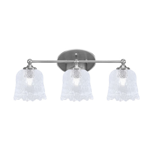Toltec Capri 3-Light Bath Bar | Brushed Nickel and Clear Lava Glass | Bathroom & Powder Room Vanity Light | 8.75 x 10 in | Model 5913-BN-4230