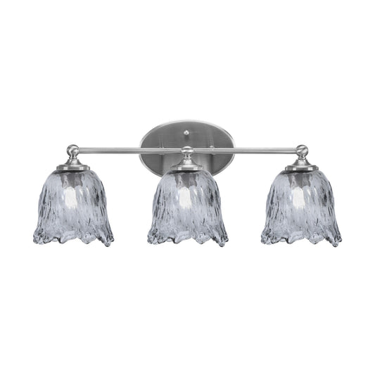 Toltec Capri 3-Light Bath Bar | Modern Brushed Nickel and Smoke Lava Glass | Bathroom Vanity & Powder Room | 8.75 x 10 in | Model 5913-BN-4232