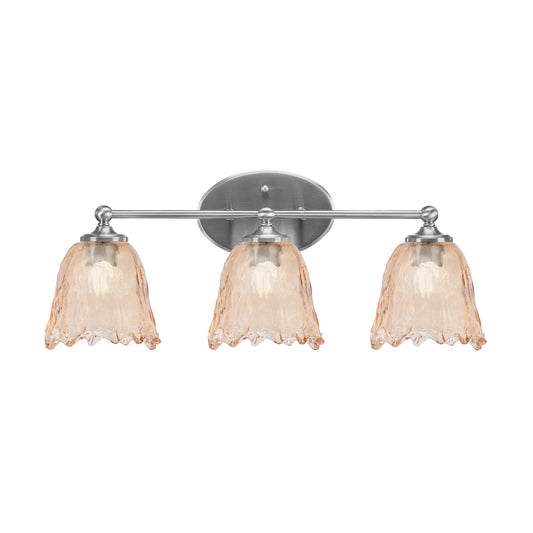 Toltec Capri 3-Light Bath Bar | Modern Brushed Nickel and Amber Lava Glass | Bathroom Vanity & Powder Room | 8.75 x 10 in | Model 5913-BN-4233