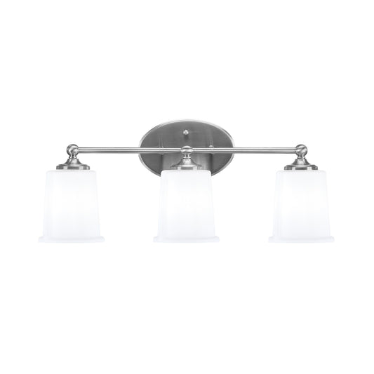 Toltec Capri 3-Light Bath Bar | Brushed Nickel and White Opal Glass | Bathroom & Powder Room Vanity Light | 8.25 x 9.25 in | Model 5913-BN-5031