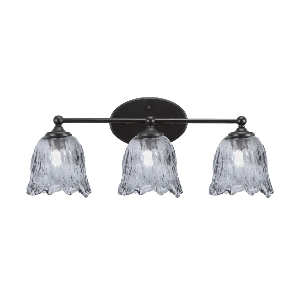 Toltec Capri 3-Light Bath Bar | Modern Matte Black Steel and Smoke Lava Glass | Bathroom Vanity Light | 8.75 x 10 in | Model 5913-MB-4232