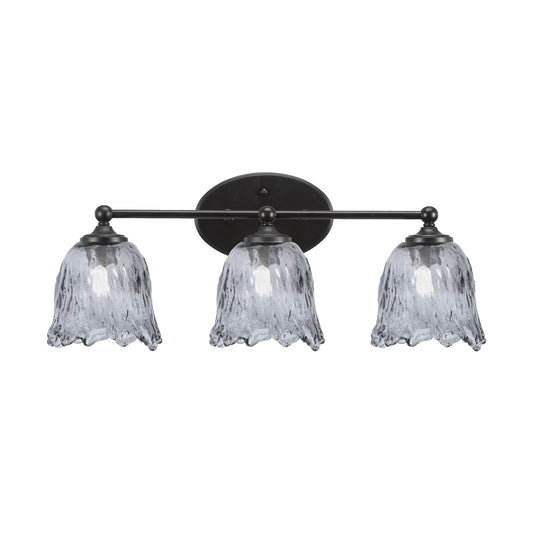 Toltec Capri 3-Light Bath Bar | Modern Matte Black Steel and Smoke Lava Glass | Bathroom Vanity Light | 8.75 x 10 in | Model 5913-MB-4232