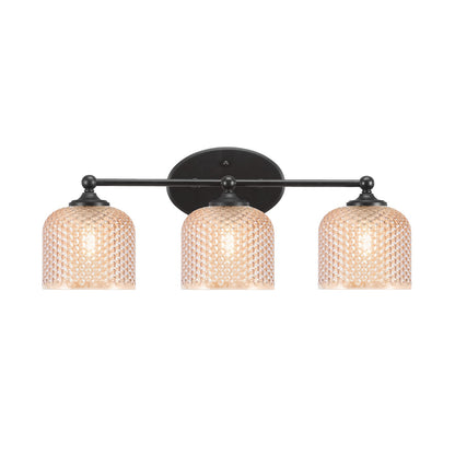 Toltec Capri 23.25in 3-Light Bath Bar | Modern Matte Black Steel and Amber Textured Glass | Bathroom Vanity Light | 23.25 x 9 x 8.25 in | Model 5913-MB-4613