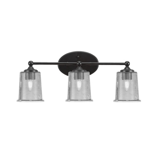 Toltec Capri 3-Light Bath Bar | Modern Matte Black Steel and Smoke Bubble Glass | Bathroom Vanity & Powder Room | 8.25 x 9.25 in | Model 5913-MB-5032