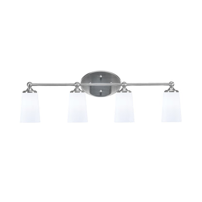 Toltec Capri 4-Light Bath Bar | Brushed Nickel and White Opal Glass | Bathroom Vanity & Powder Room | 7.5 x 10.25 in | Model 5914-BN-261