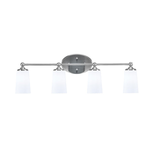 Toltec Capri 4-Light Bath Bar | Brushed Nickel and White Opal Glass | Bathroom Vanity & Powder Room | 7.5 x 10.25 in | Model 5914-BN-261