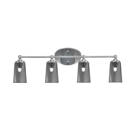 Toltec Capri 4-Light Bath Bar | Brushed Nickel and Smoke Bubble Glass | Bathroom Vanity & Powder Room | 7.5 x 10.25 in | Model 5914-BN-262
