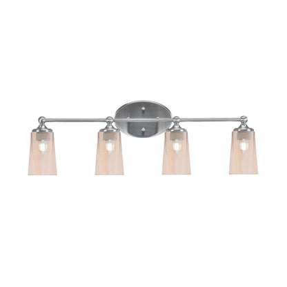 Toltec Capri 4-Light Bath Bar | Brushed Nickel and Amber Gradient Glass | Bathroom Vanity & Powder Room | 7.5 x 10.25 in | Model 5914-BN-263