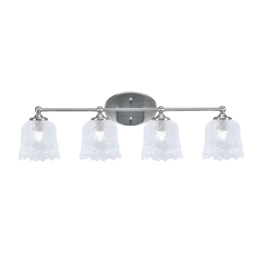 Toltec Capri 4-Light Bath Bar | Contemporary Brushed Nickel and Clear Lava Glass | Bathroom & Powder Room Vanity Light | 8.75 x 10 in | Model 5914-BN-4230
