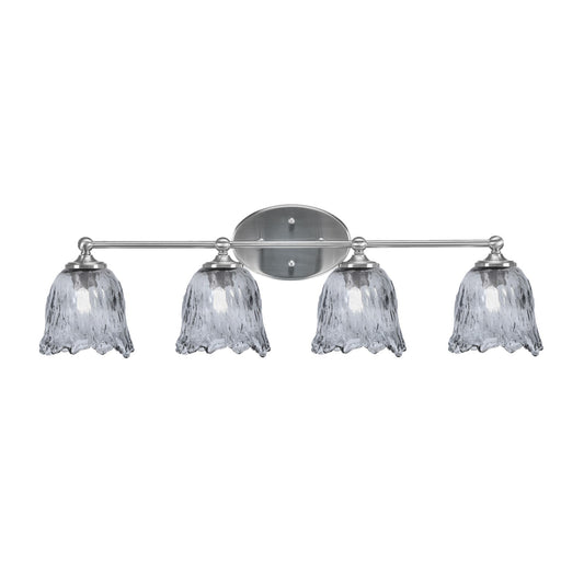 Toltec Capri 4-Light Bath Bar | Brushed Nickel and Smoke Lava Glass | Bathroom & Powder Room Vanity | 8.75 x 10 in | Model 5914-BN-4232