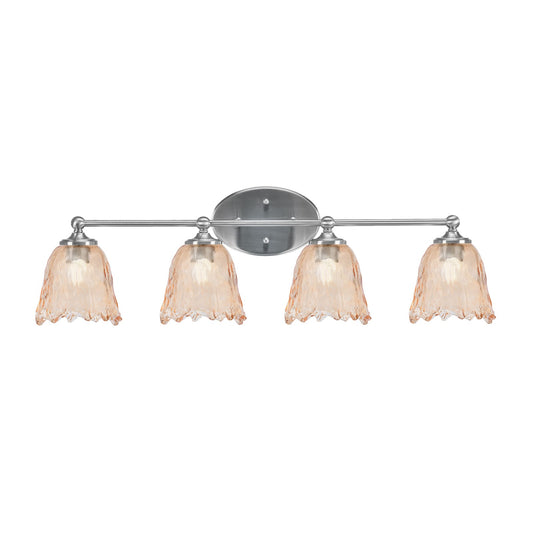 Toltec Capri 4-Light Bath Bar | Brushed Nickel and Amber Lava Glass | Bathroom & Powder Room Vanity | 8.75 x 10 in | Model 5914-BN-4233